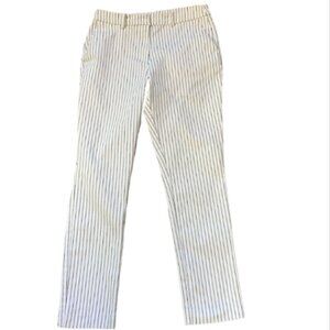 H&M Ankle Pants Trousers White with Black Pinstripes Sz 8 #18A